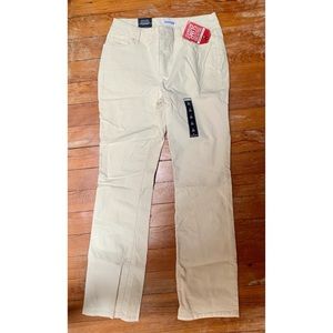 White corduroy boot cut pants